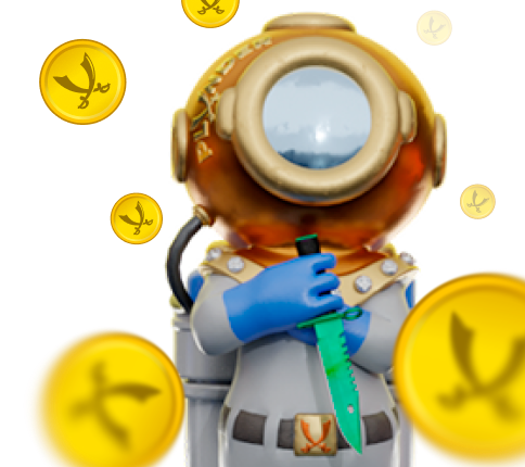 Diver with coins